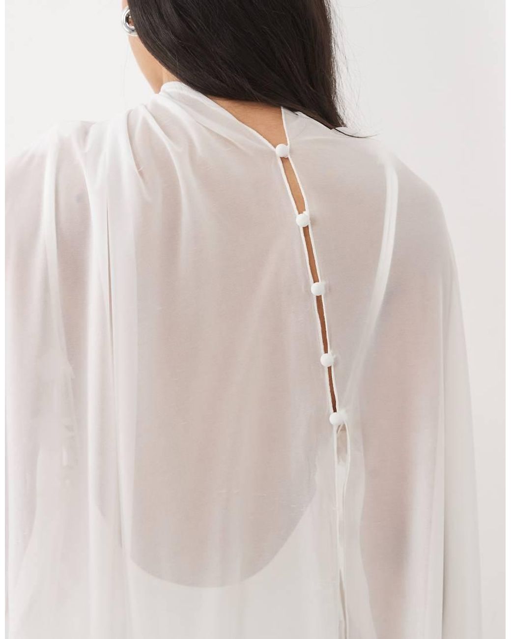 JW PEI Natural Bridal Mesh Asymmetric Button Back Cape Co-ord