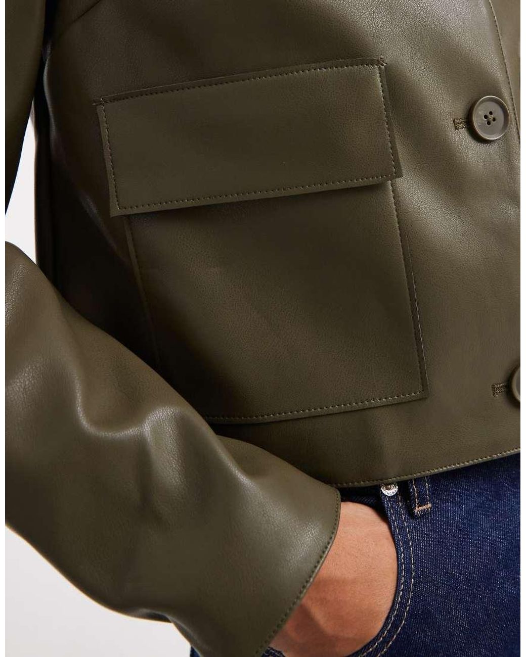 New Look Natural Pu Patch Pocket Jacket