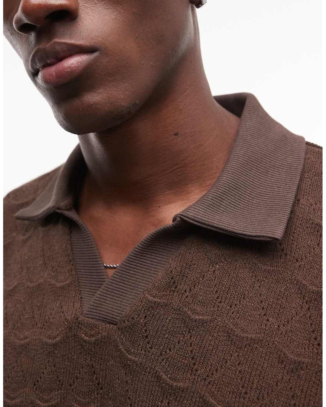 ASOS Brown Heavyweight Boxy Oversized Relaxed Polo for men