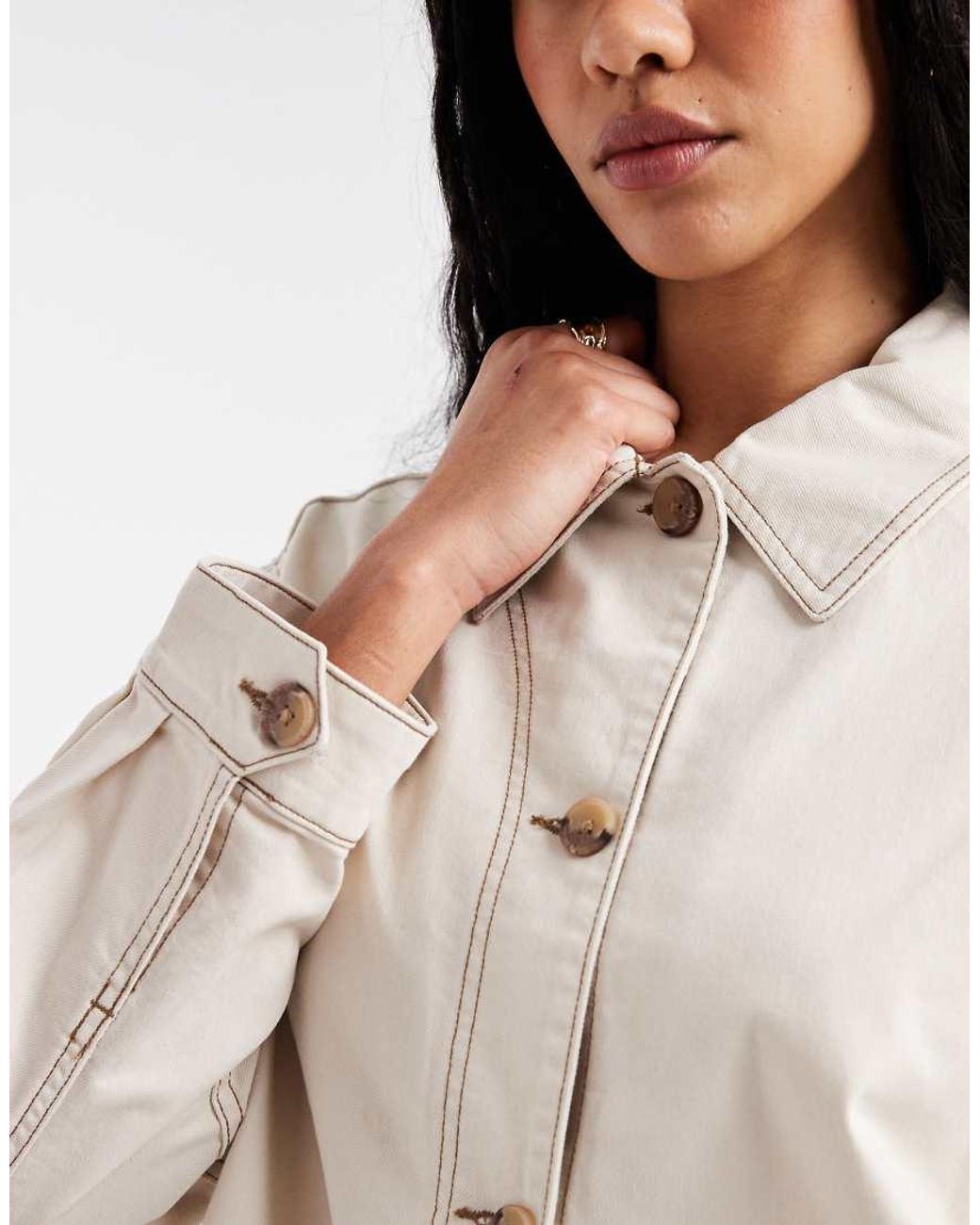 ASOS Natural Oversized Cotton Harrington Jacket