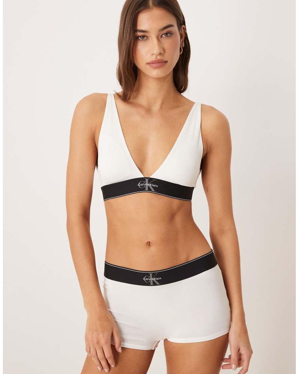 Calvin Klein Natural Graphic Logo Lightly Lined Triangle Bra