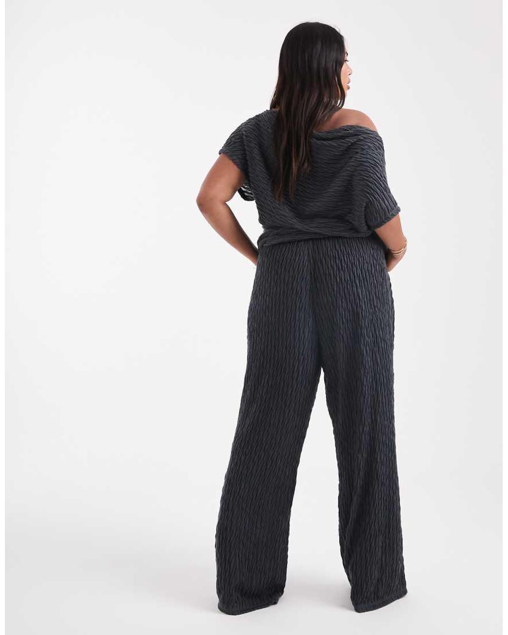 Vero Moda Blue Textured Jersey Wide Leg Trouser Co-ord