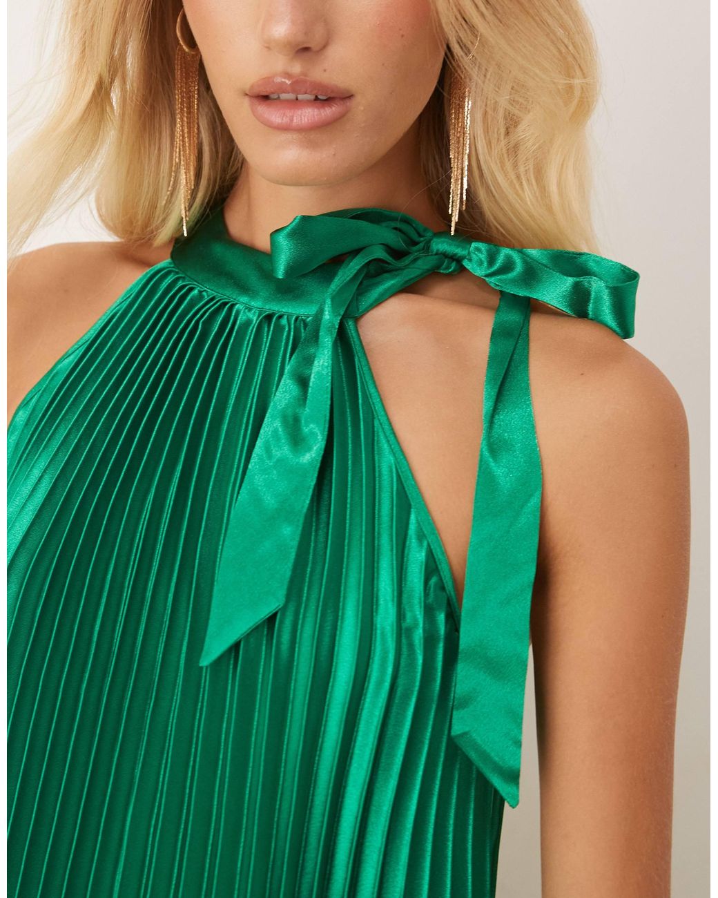 green emerald velvet dress Vila Green Satin Mini Dress  OWNI