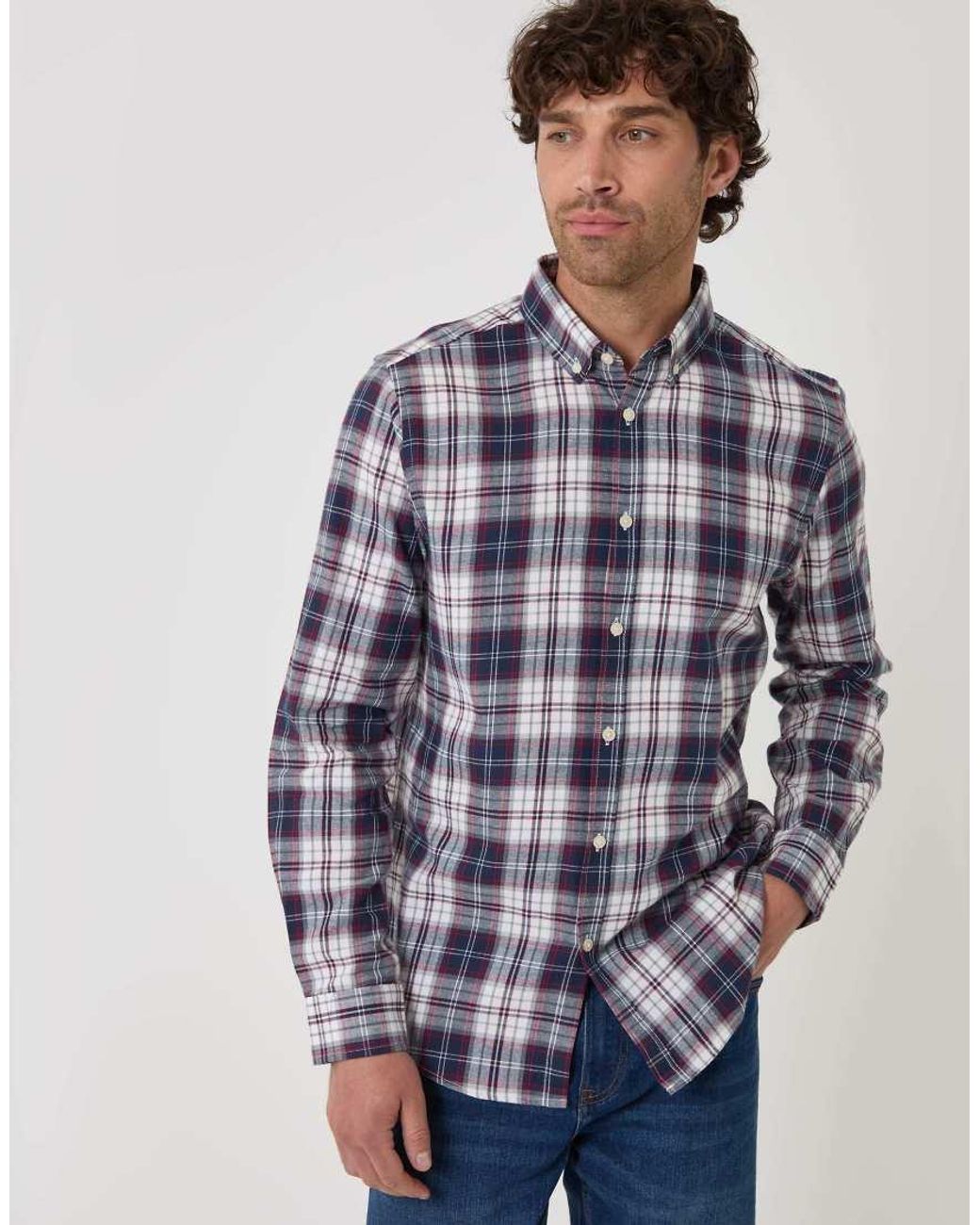 Threadbare Blue Brushed Cotton Flannel Shirt for men
