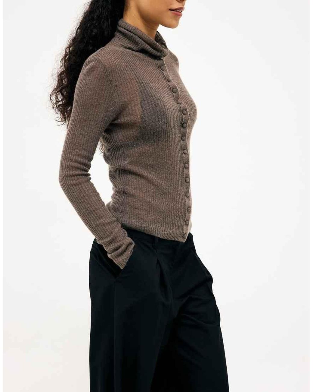 NA-KD Blue Thin Wool Knitted Button Top