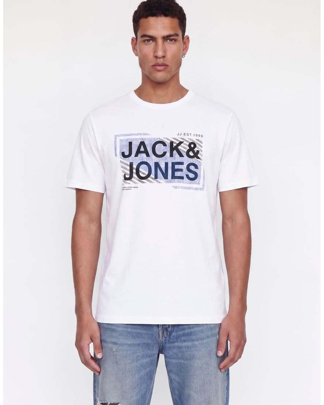 Jack & Jones White Kains 3 Pack Jersey Standard Fit Crew Neck Short Sleeve Stretch T-shirt for men