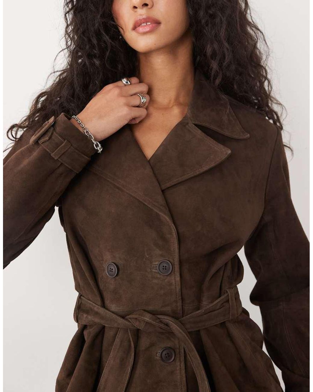 Barney's Originals Blue Real Suede Cropped Trench Coat
