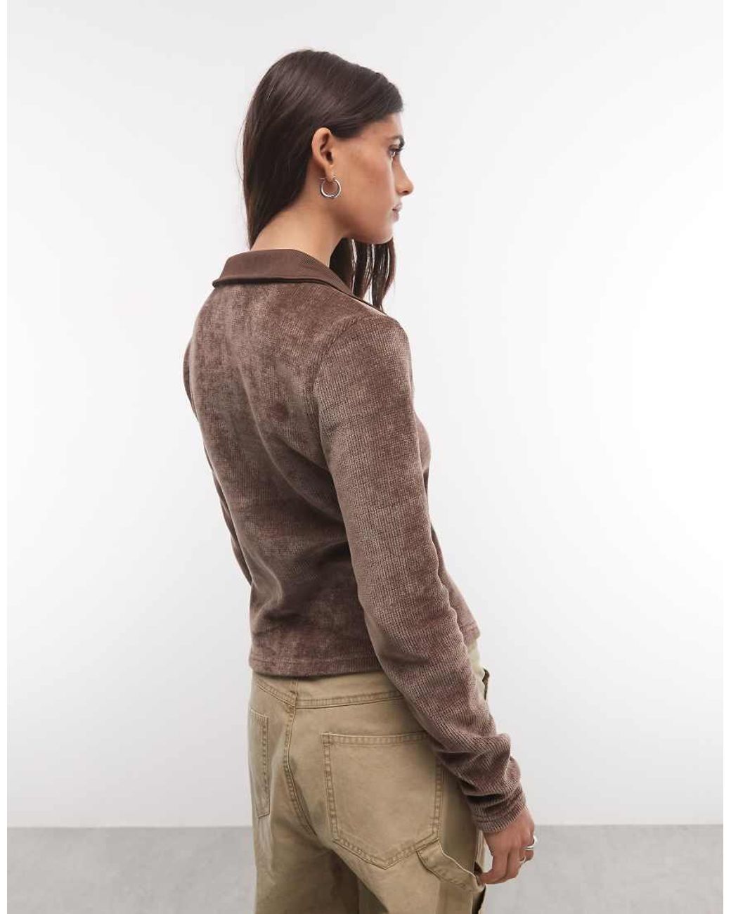 Adidas Originals Natural Chenille Zip Thru Cardigan