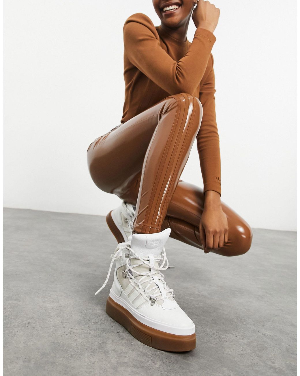 Ivy Park Adidas X Latex Trousers in Brown Lyst UK