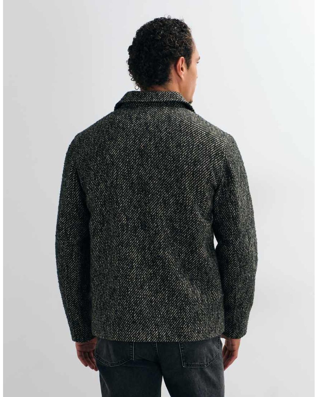ASOS Black Wool Look Double Pocket Shacket for men