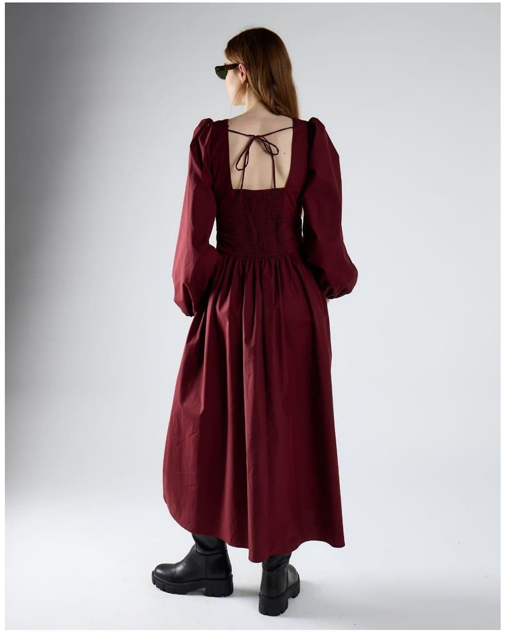 Glamorous Red Square Neck Long Sleeve Maxi Dress