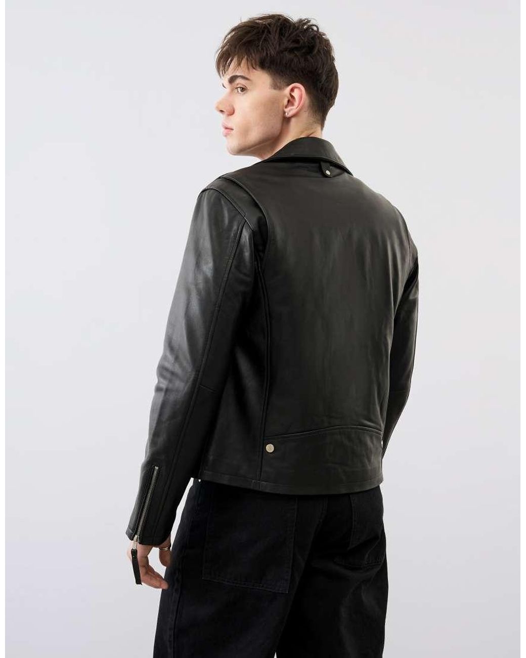Bolongaro Trevor Black Real Leather Arlo Biker for men