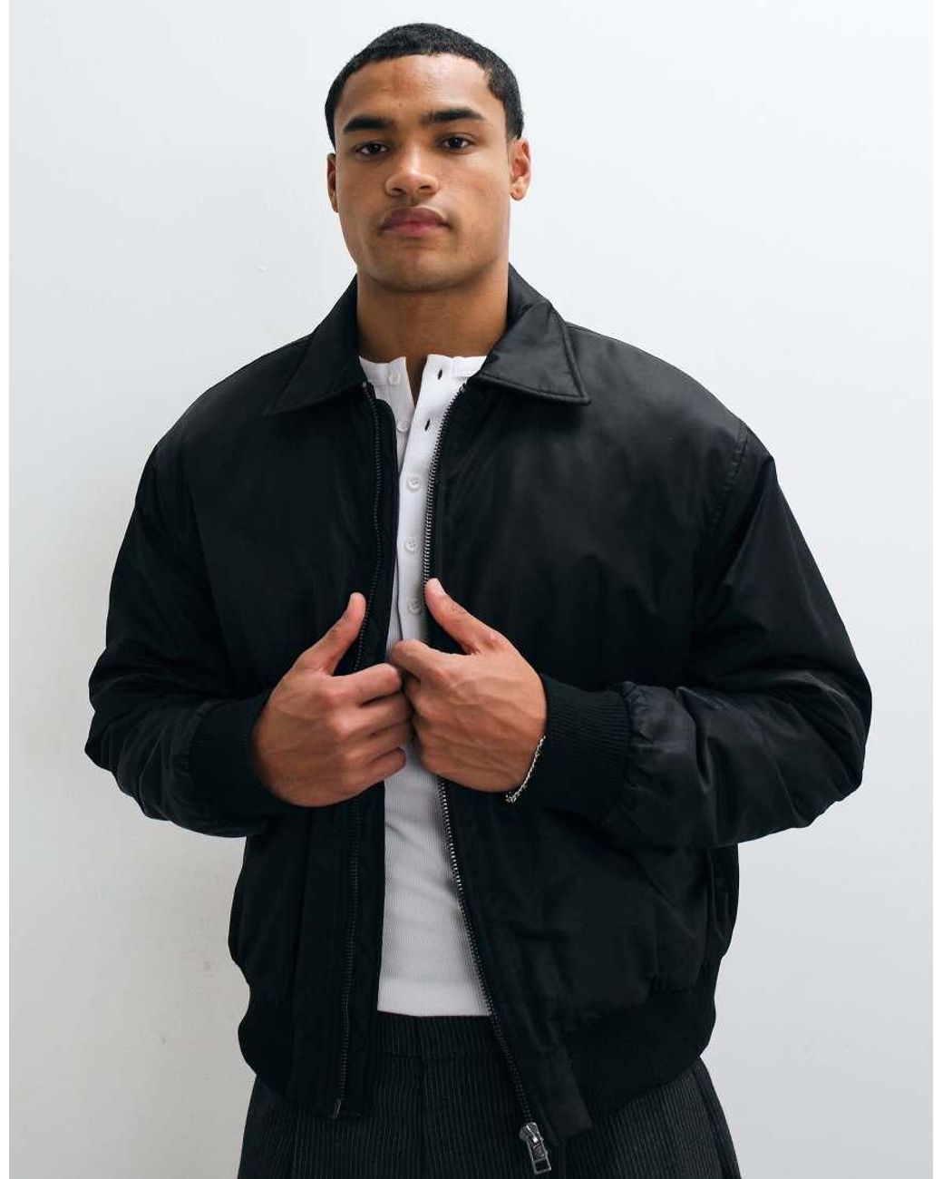 Cotton On Black Military Bomber Jacket for men