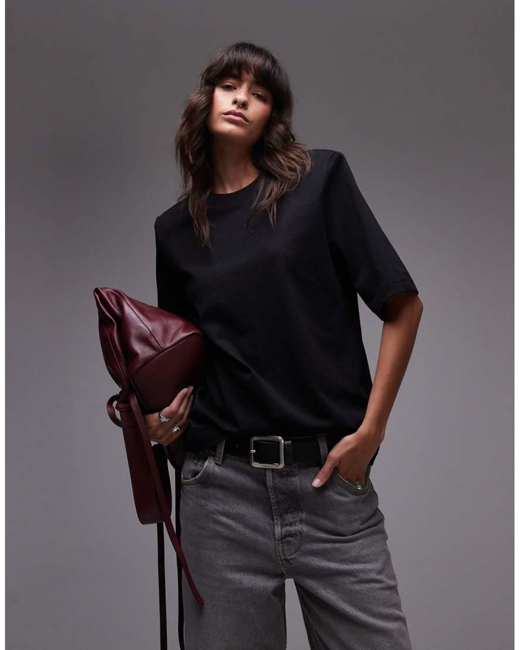 Other Stories T shirt With Shoulder Pads in Black Lyst UK