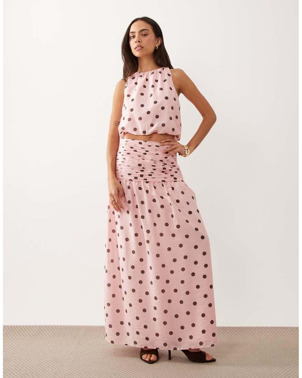Forever New Pink Halter Neck Bubble Hem Top Co-Ord