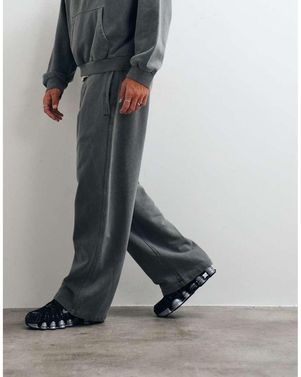 Weekday Gray Co-ord Heavyweight Jersey Wide Leg jogger for men