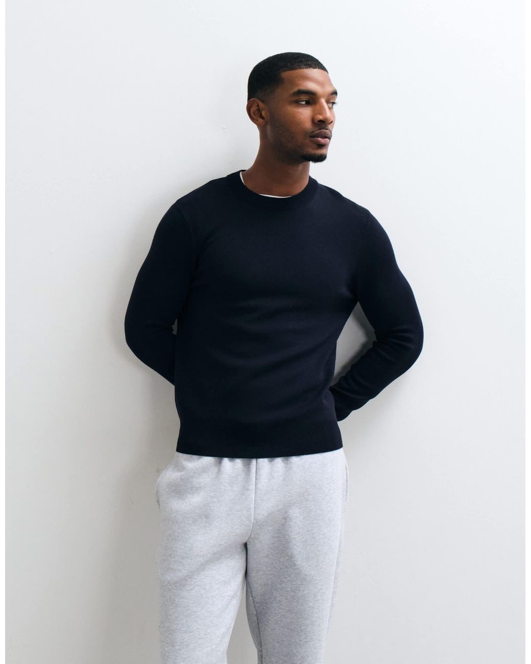 Mango Blue 100% Wool Knitted Jumper for men