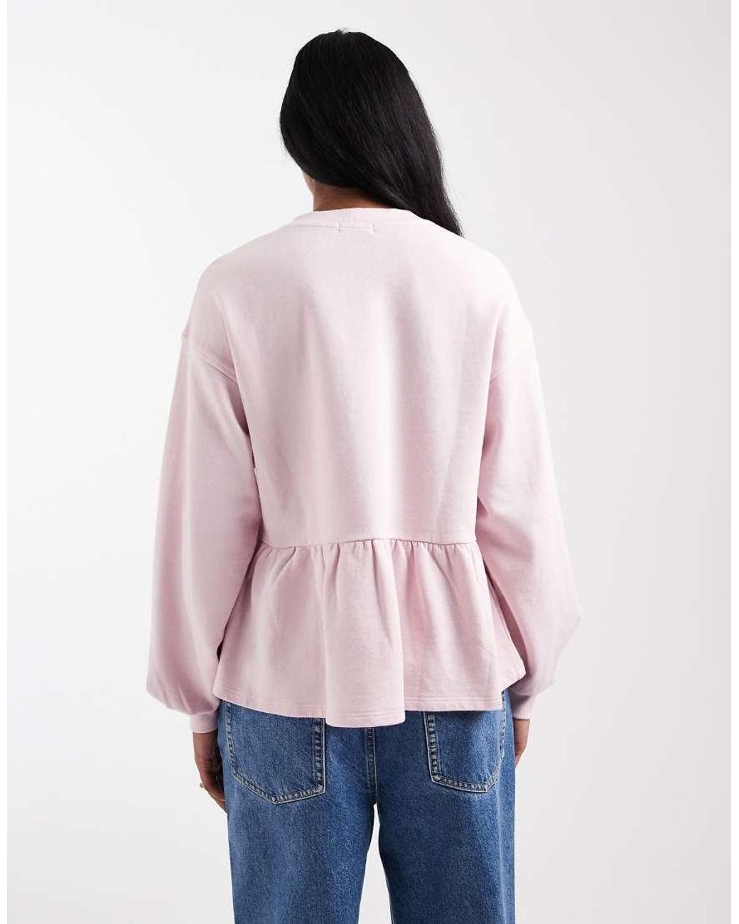 Miss Selfridge Pink Ruffle Hem Sweatshirt