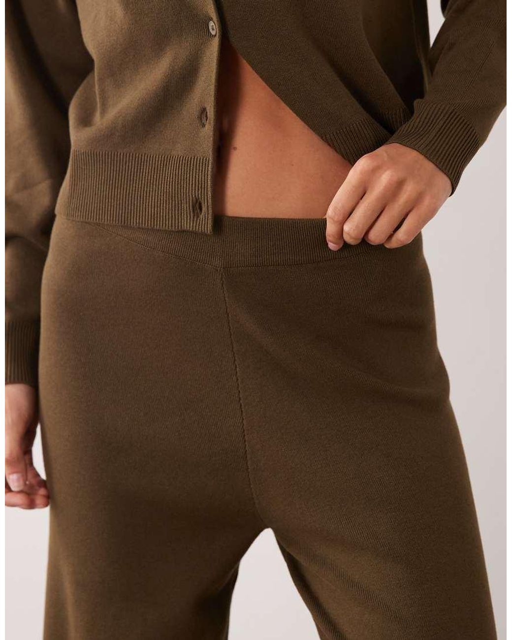 ASOS Natural Compact Knitted Straight Leg Trouser Co-Ord