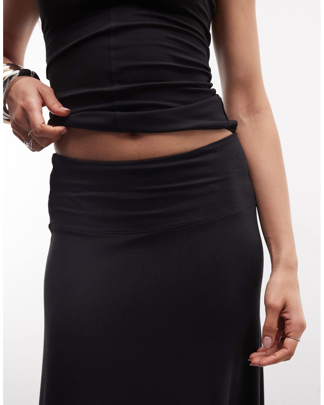 Jupe longue drapée Weekday en coloris Black