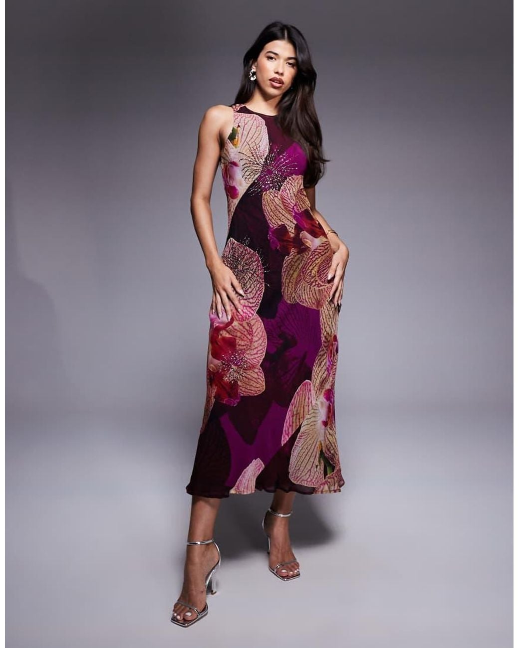 river island purple floral dress River Island Pink Purple Floral Dress