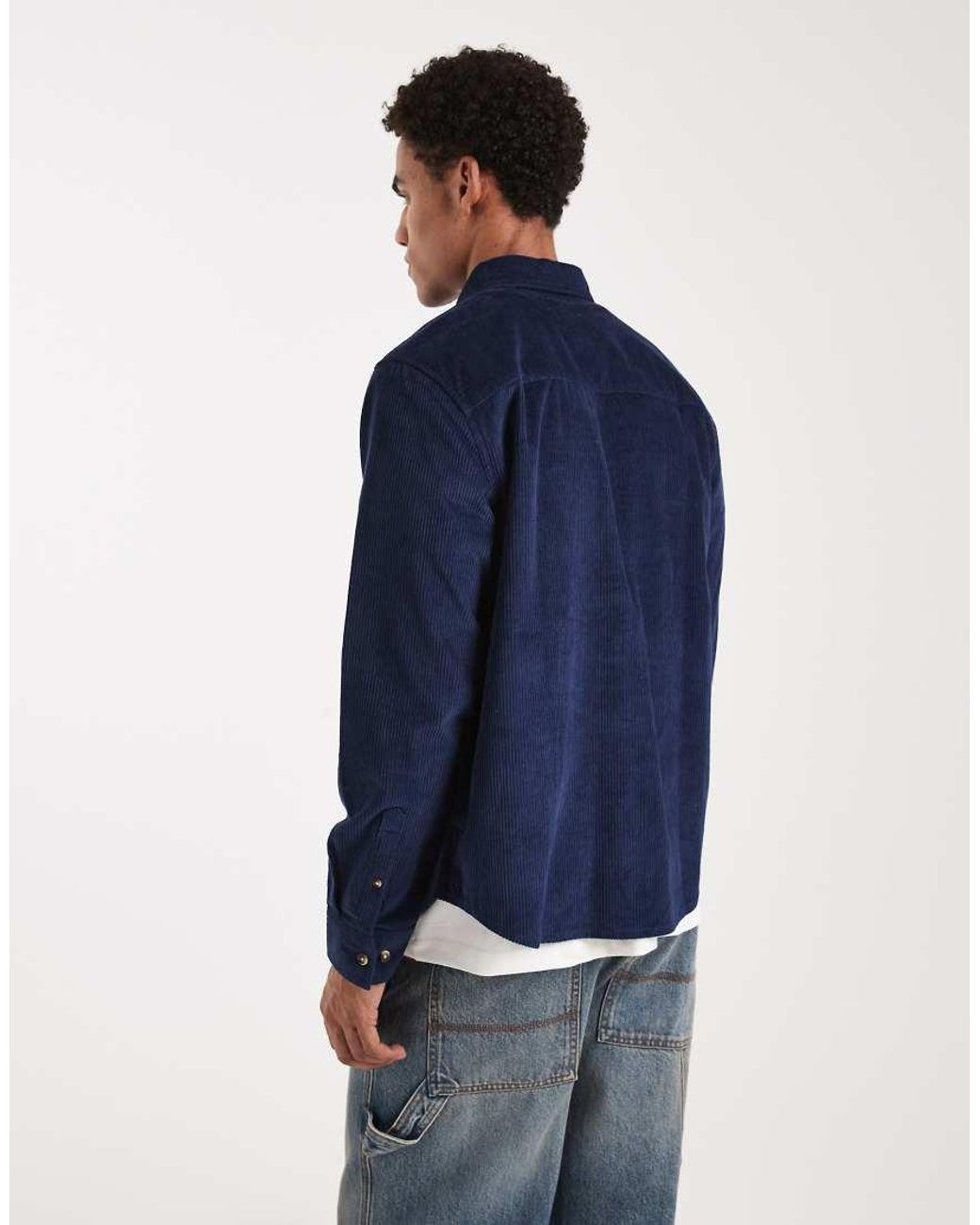 ASOS Blue Regular Fit Cord Shirt for men