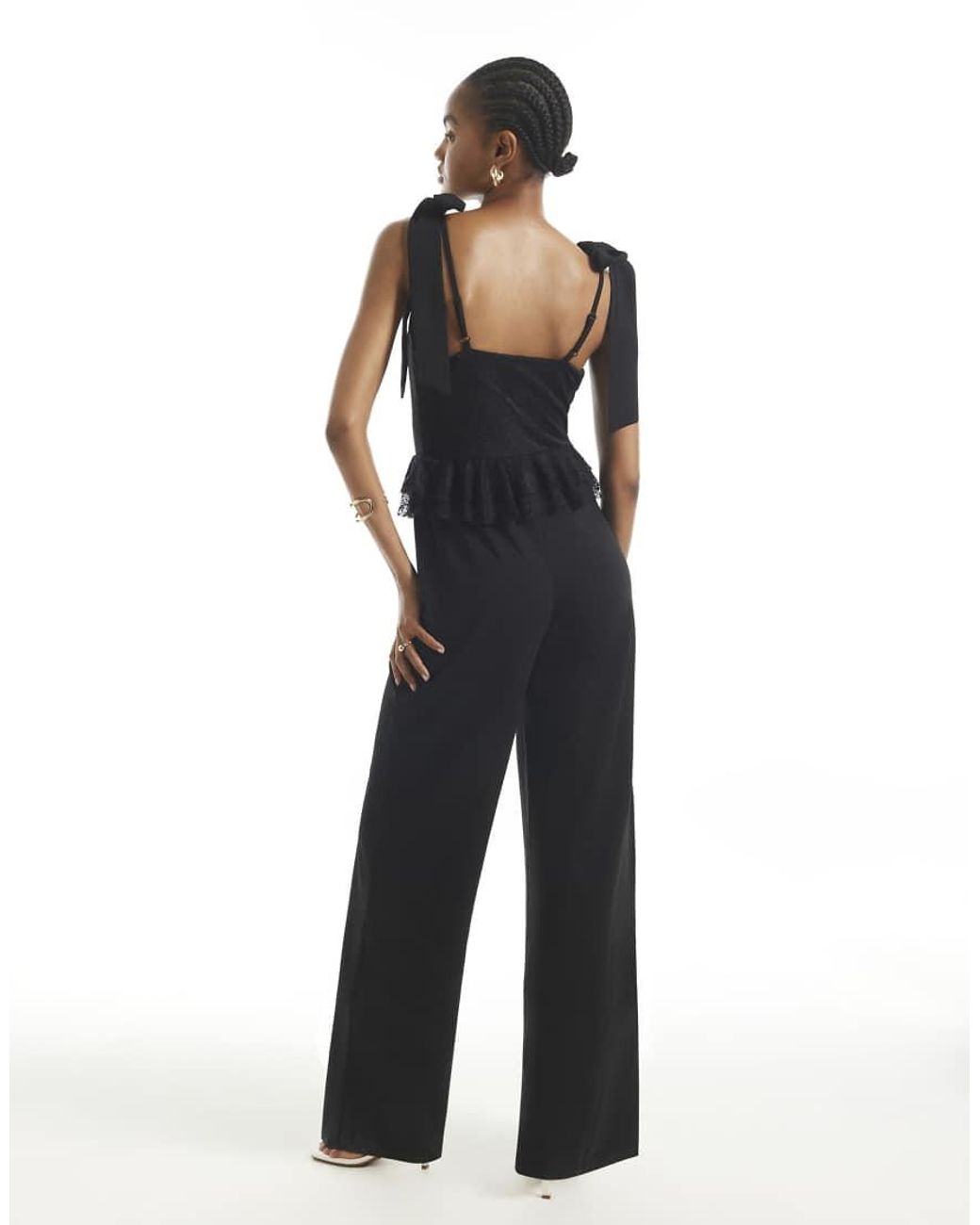 River Island Blue Lace Corset Jumpsuit
