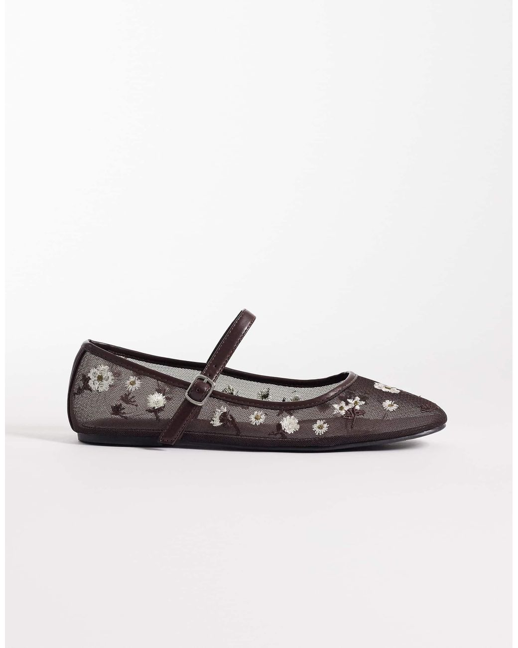 Glamorous Embroidered Mesh Ballet Flats in White | Lyst