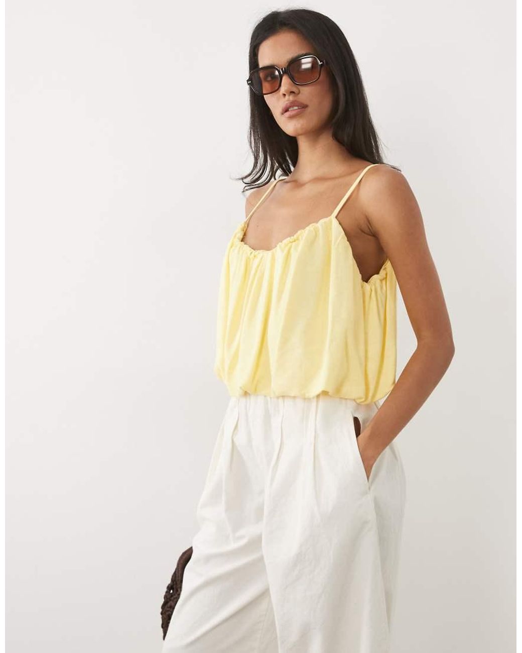 ASOS Natural Linen Blend Bubble Cami Top