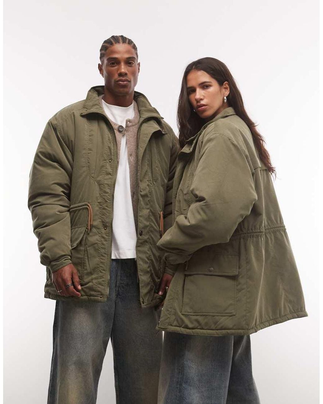 Reclaimed Vintage Green Unisex Contrast toggle Waist Jacket