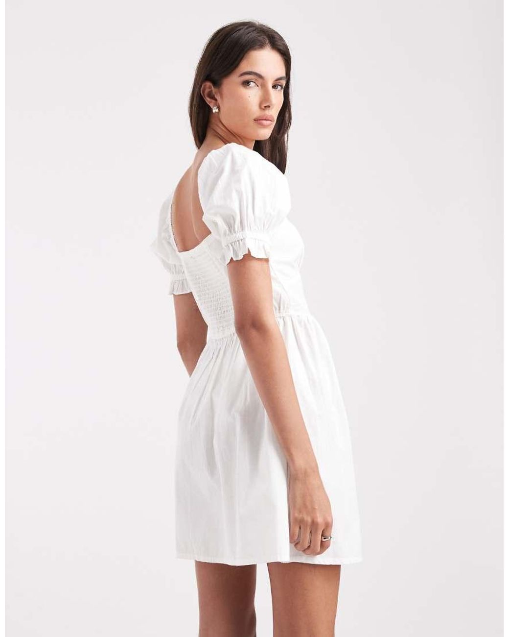 Wednesday's Girl White Wednesdays Girl V Front Short Sleeved Mini Dress