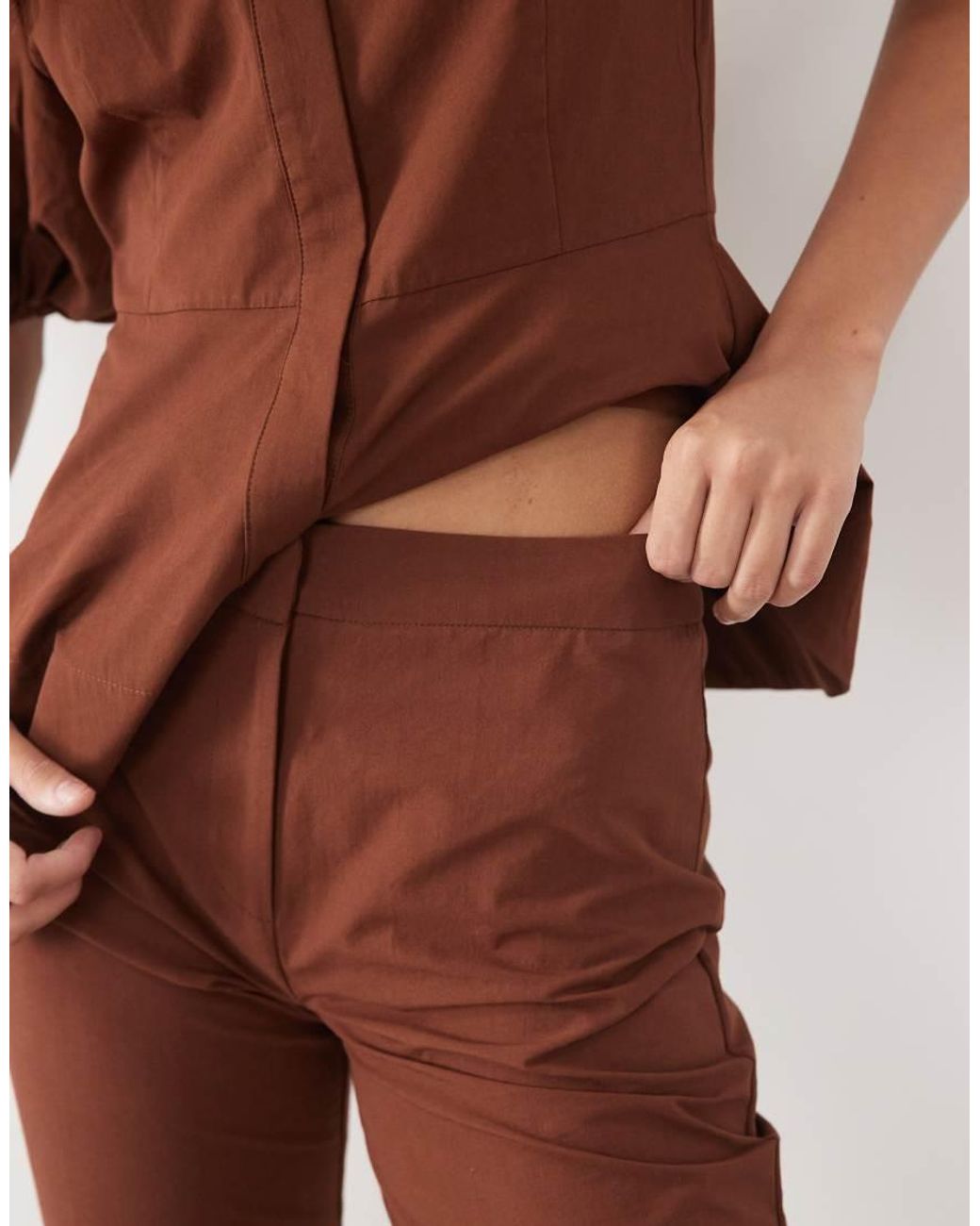 Miss Selfridge Brown Frill Hem Capris Co-Ord