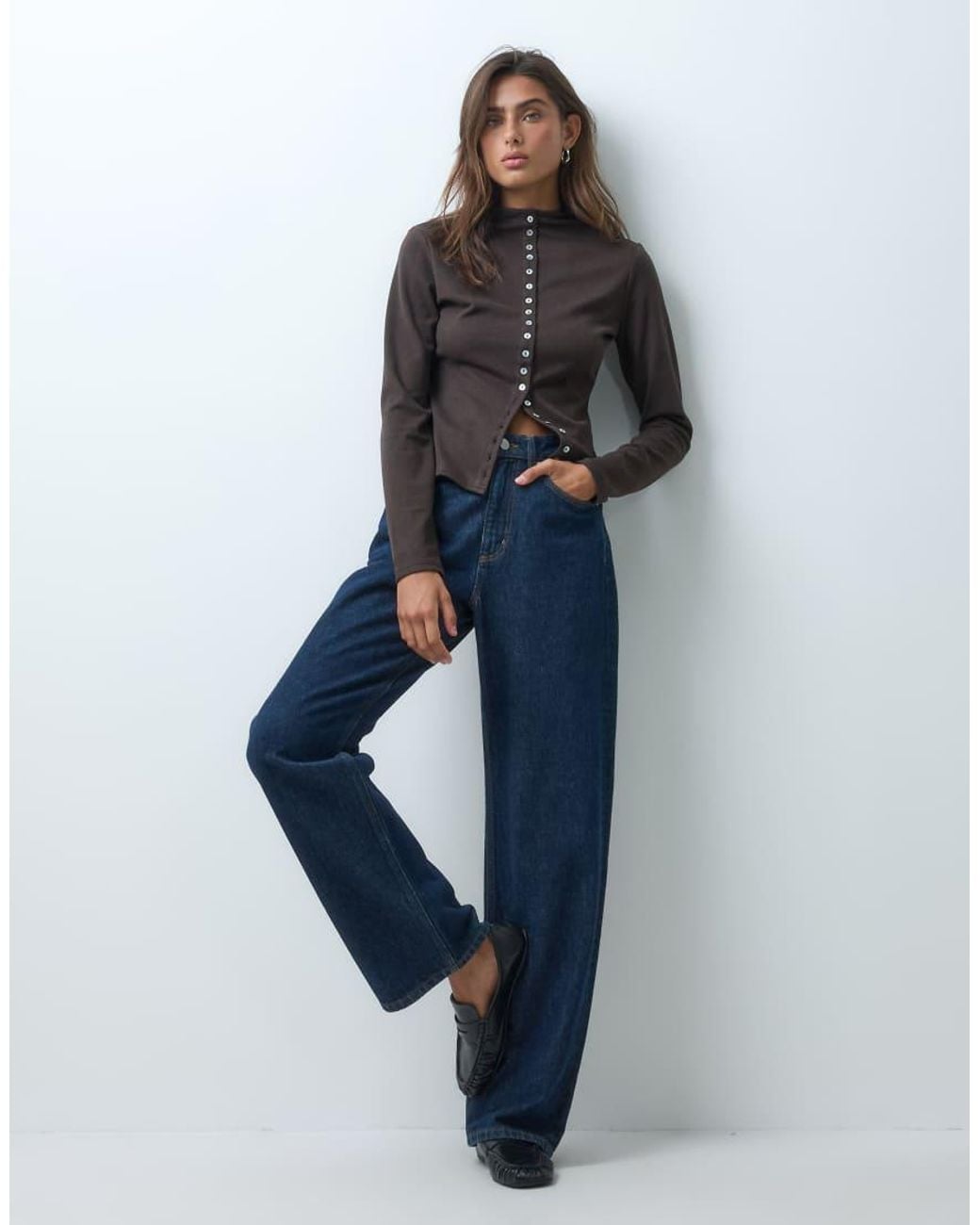 ASOS Brown Supersoft Button Down Top