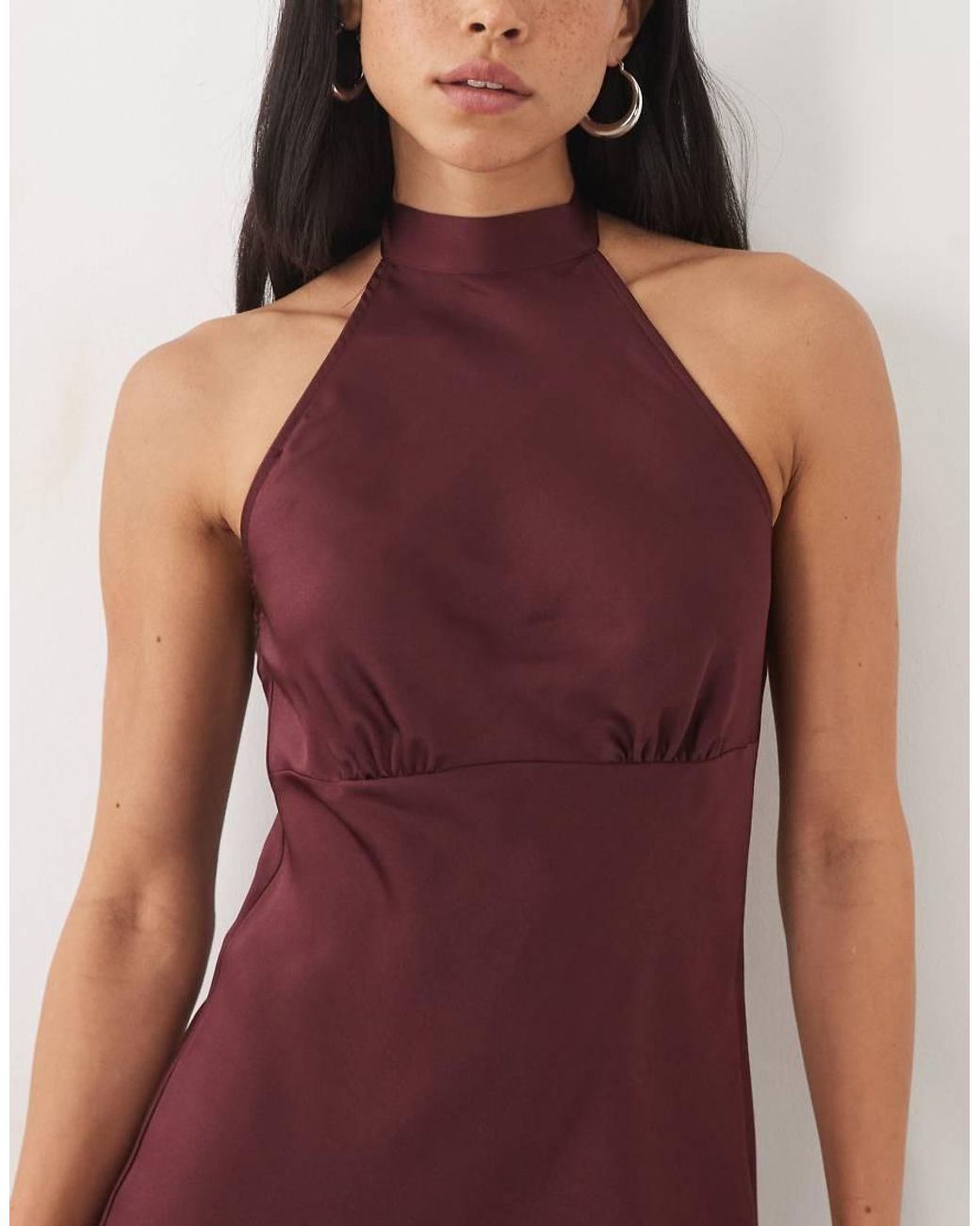 New Look Red Halter Neck Satin Mini Dress