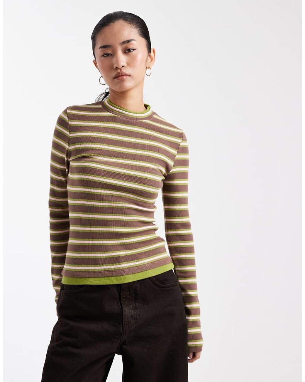 ASOS Multicolor Double Layer Long Sleeve Top