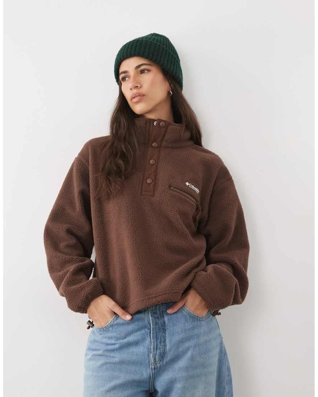 Columbia Brown Helvetia Ii Cropped Half Snap Fleece