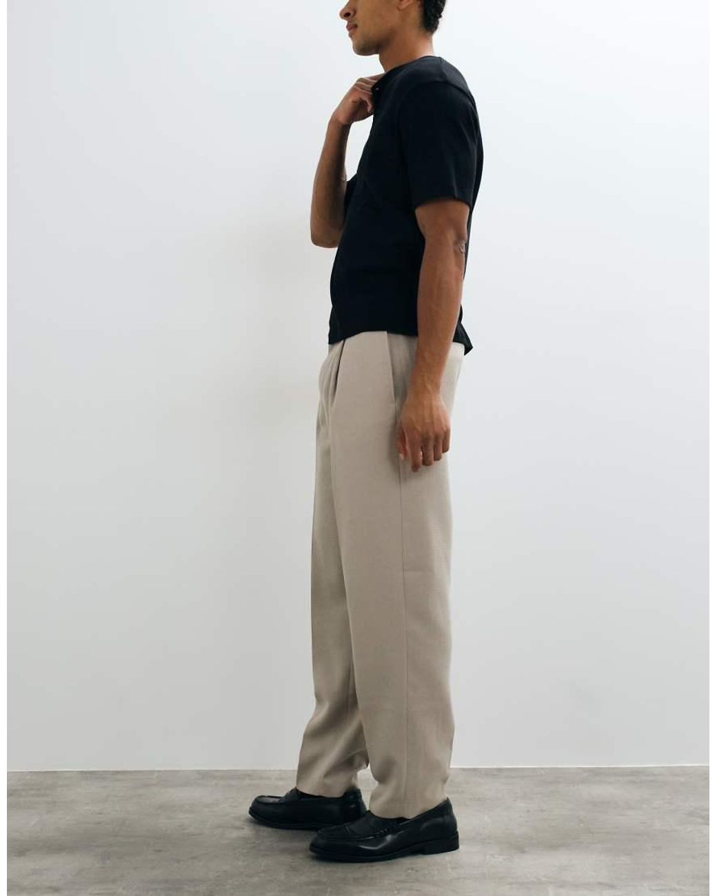 ASOS Blue Tailored Pleated Oversized Tapered Trousers for men