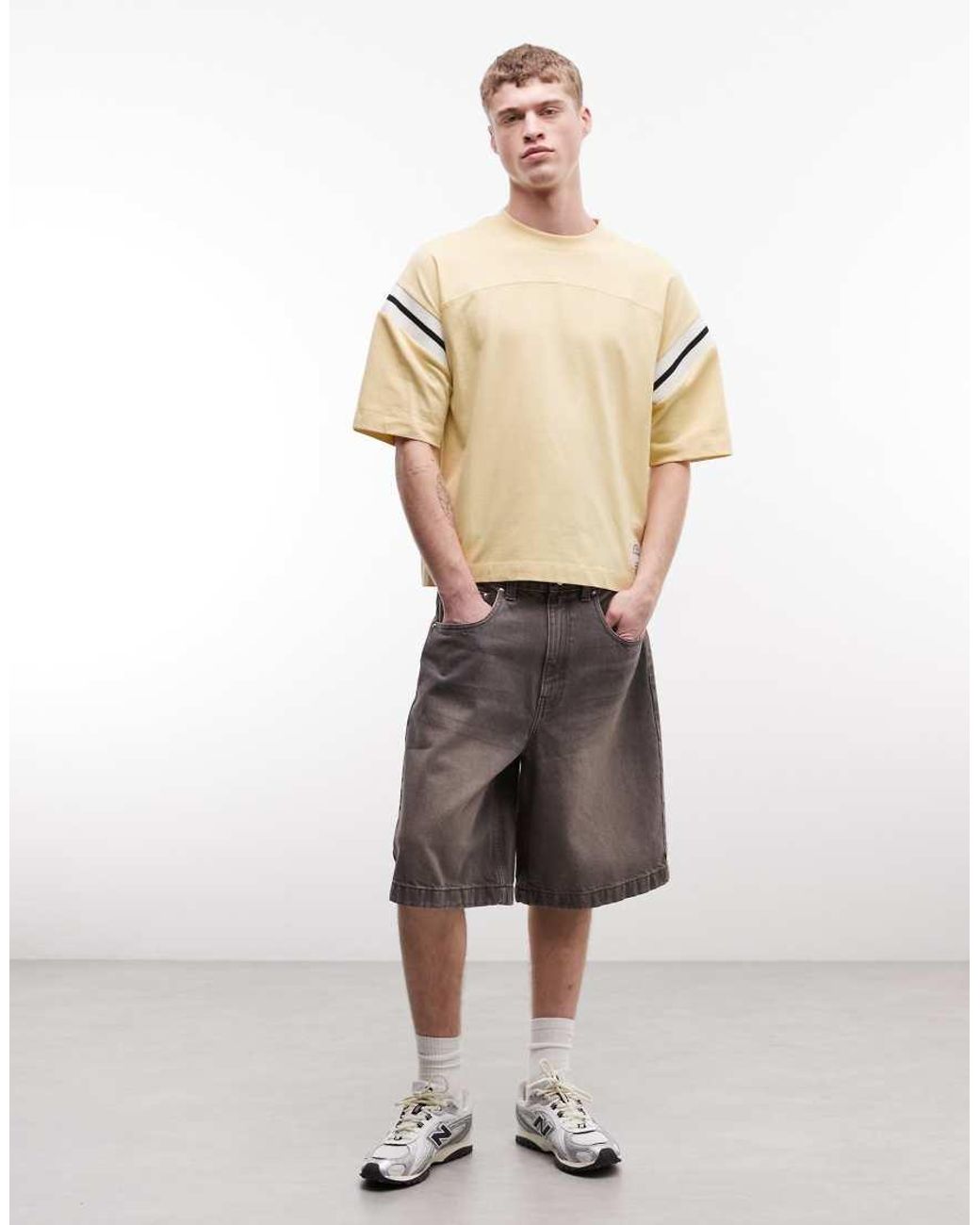 ASOS Natural Boxy Oversized T-shirt With Embroidered Detailing for men