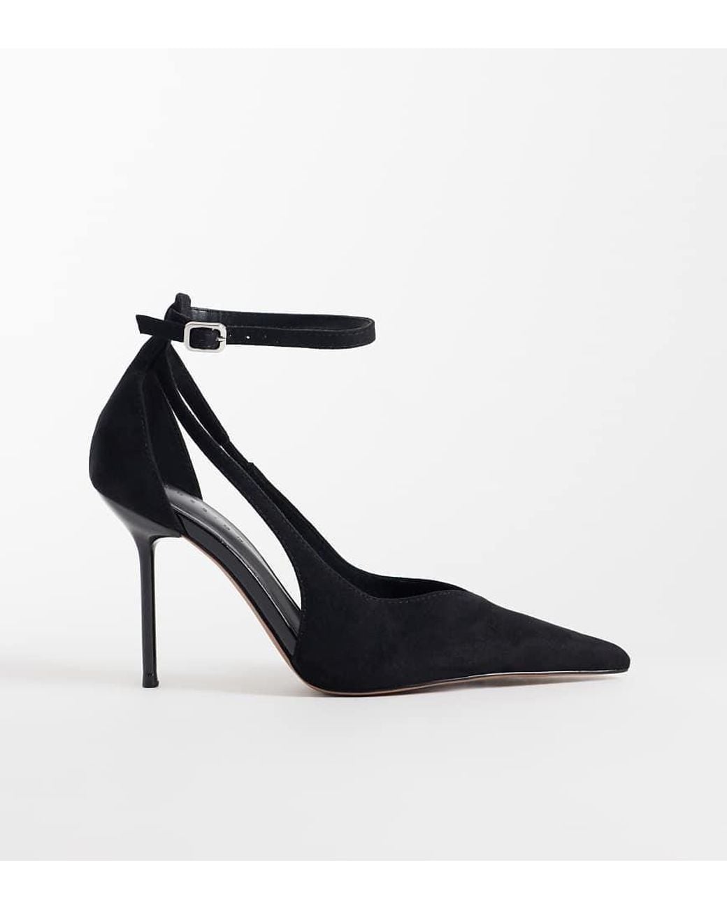 Asos Design Wide Fit Black Panda High Block Heel Court Shoes