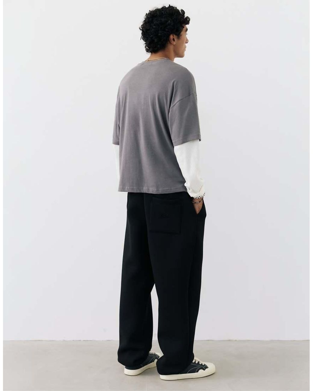Pull&Bear Gray Double Long Sleeve T-shirt for men