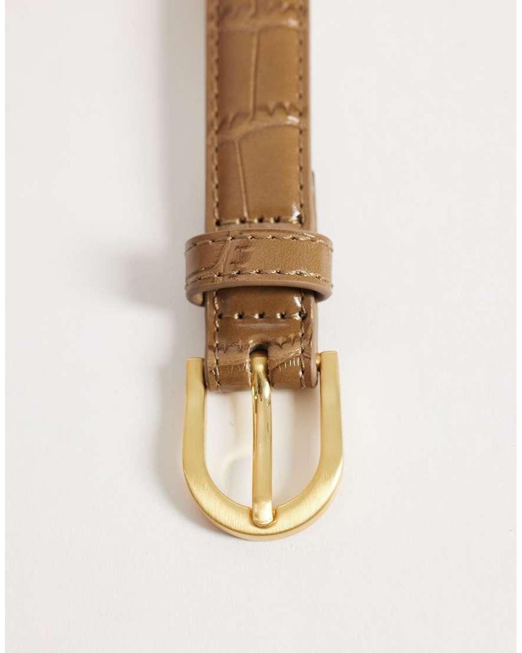 Threadbare Natural Faux Leather Croc Effect Belt With Buckle