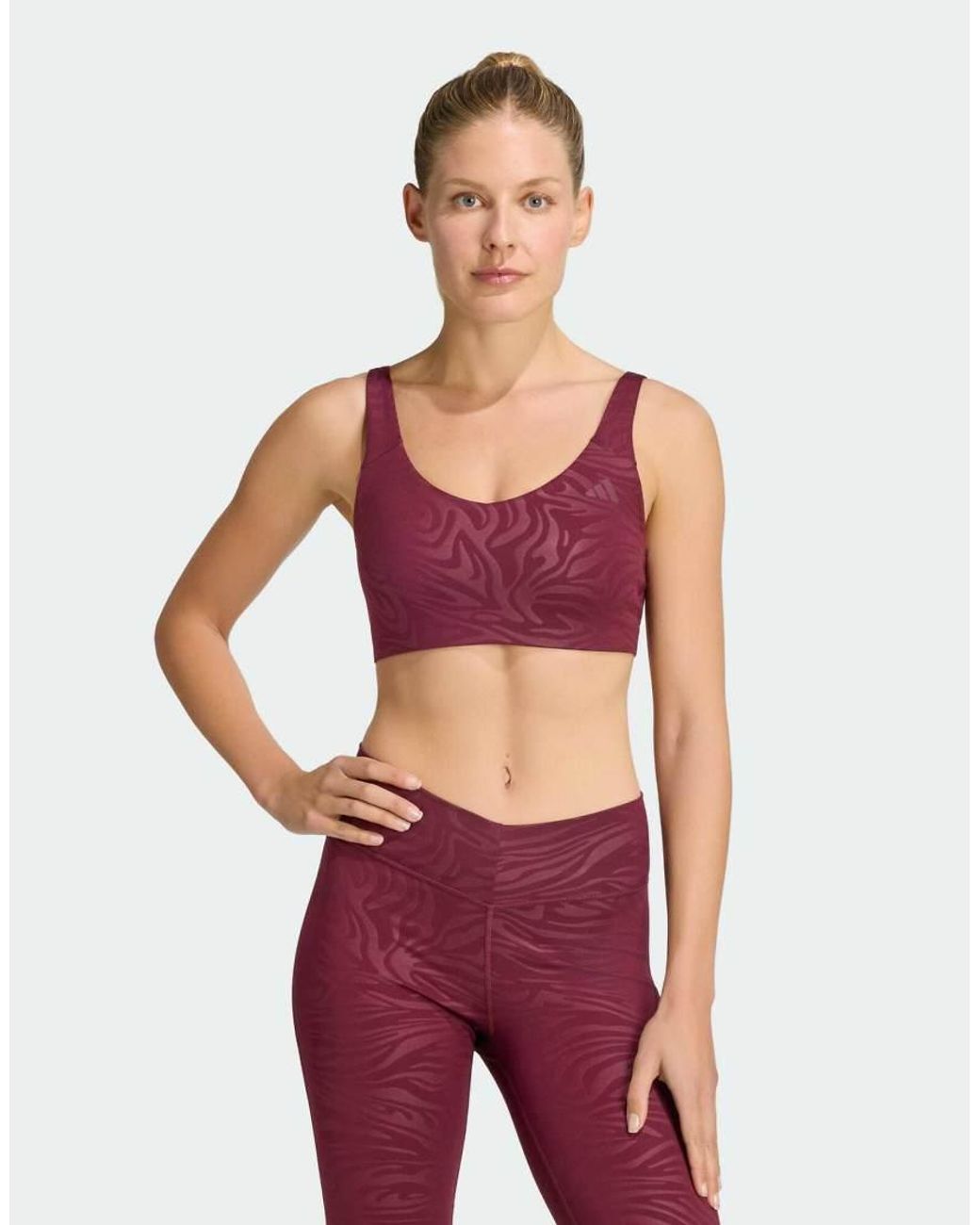 Adidas Originals Red All Me Essentials Graphic Light Support Bra