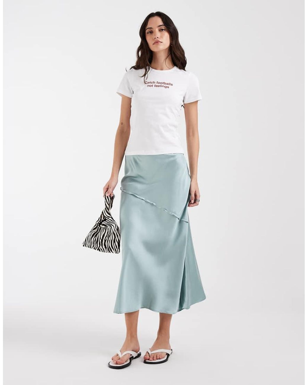 Aware Natural Satin Maxi Skirt With Drop Waist
