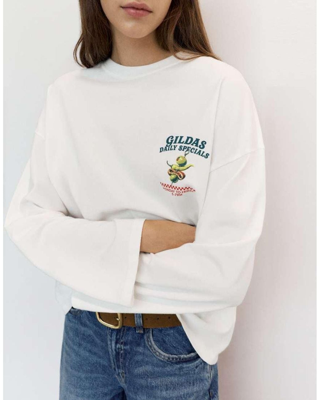 Pull&Bear White Oversize Gilda Graphic T-Shirt