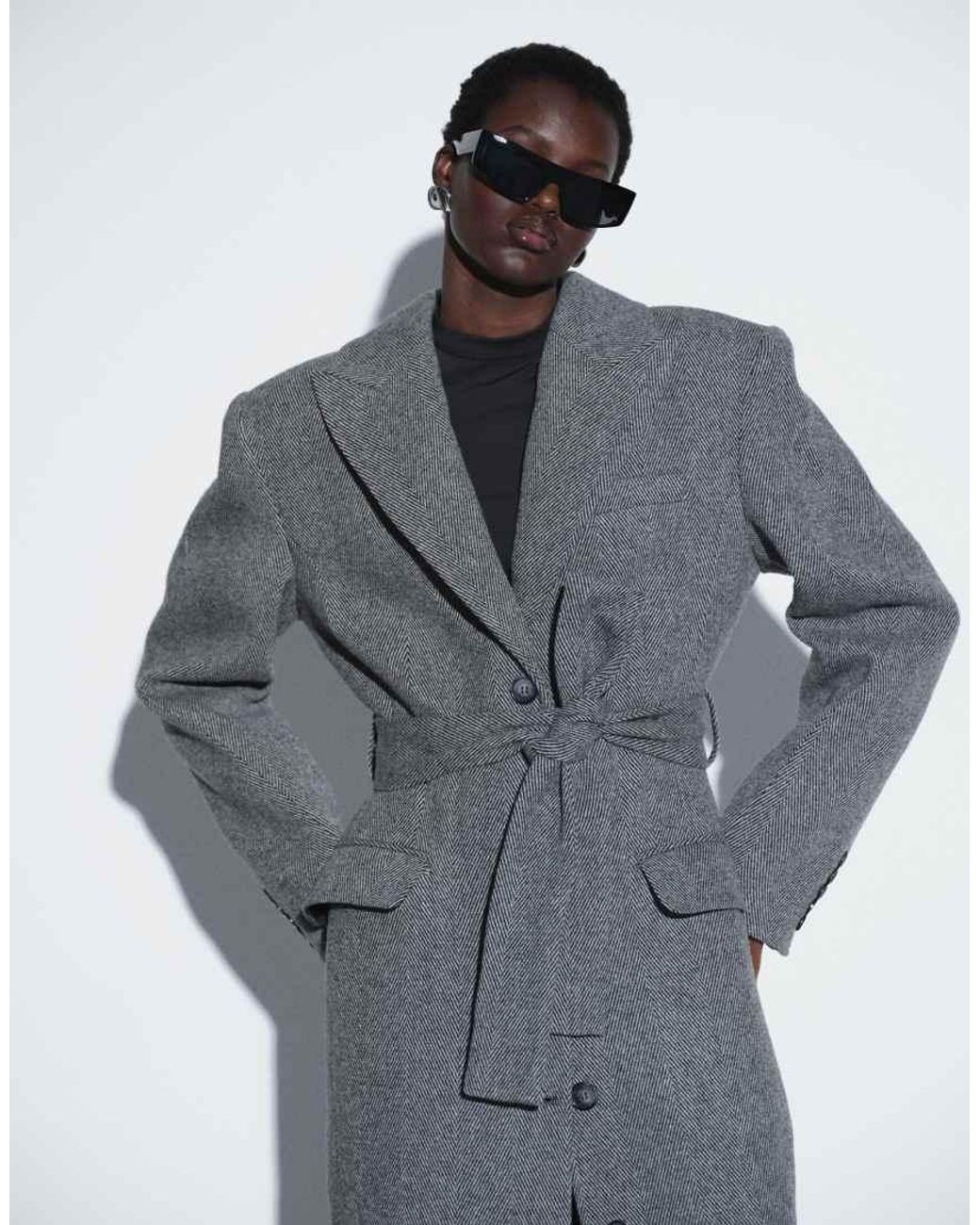 ASOS Gray Ttya Lab Maxi Coat With Belt