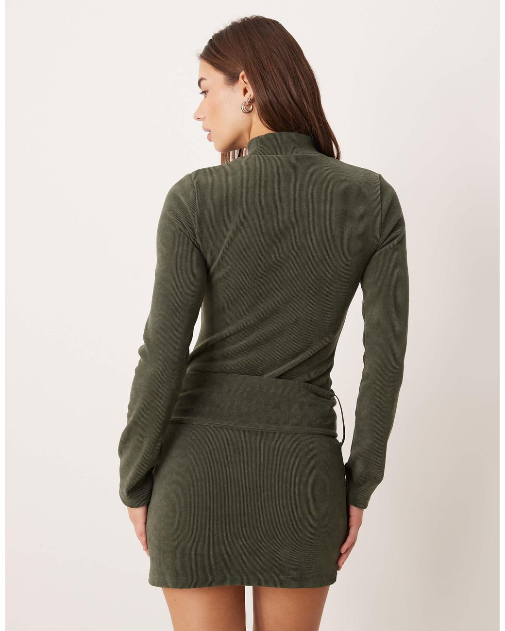 ASOS Green High Neck Cord Mini With Hardware
