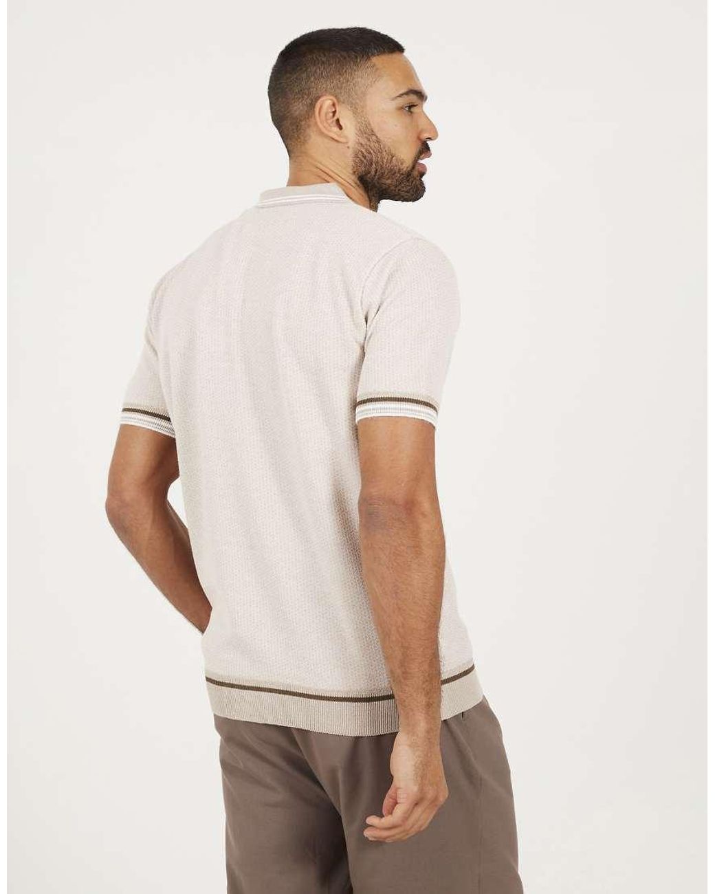 Brave Soul Natural Knitted Short Sleeve Shirt for men