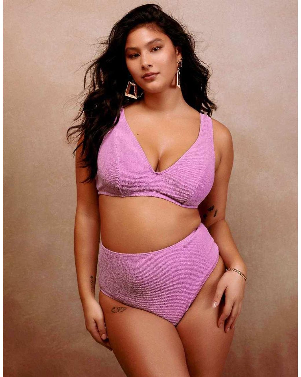 Peek & Beau Purple Scrunch High Waisted Bikini Bottom