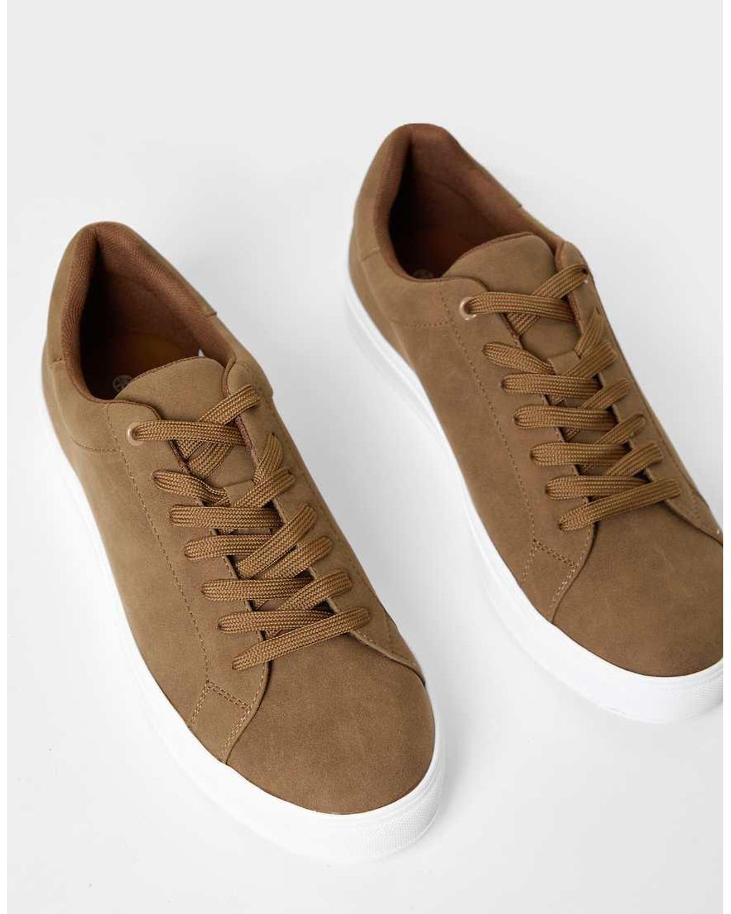 Threadbare Brown Faux Suede Court Trainers for men