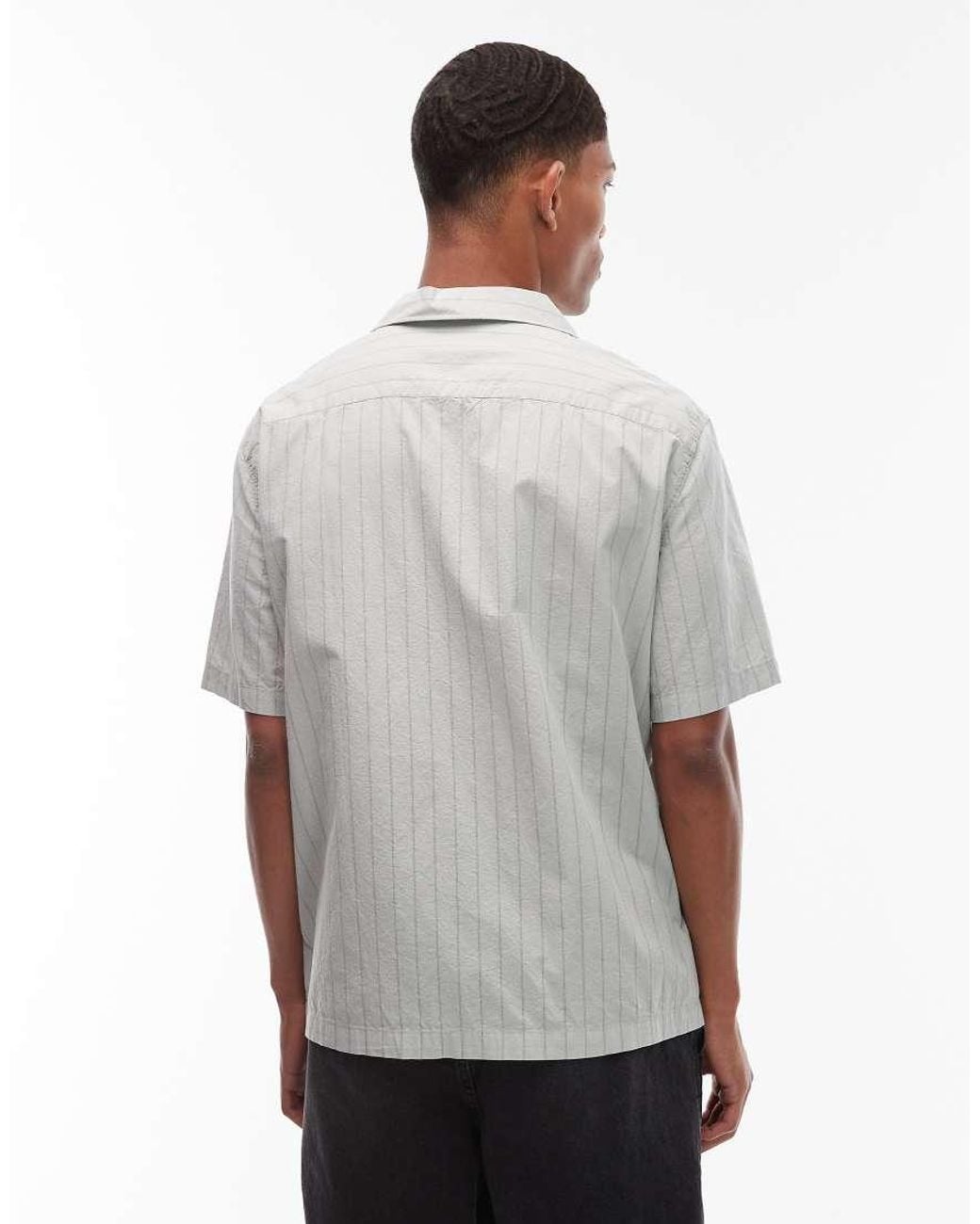 ARKET Gray Textured Poplin Oversized Shirt